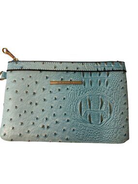 Dasein Blue Faux Ostrich Leather Clutch Wristlet With Zippered Interior Pocket &